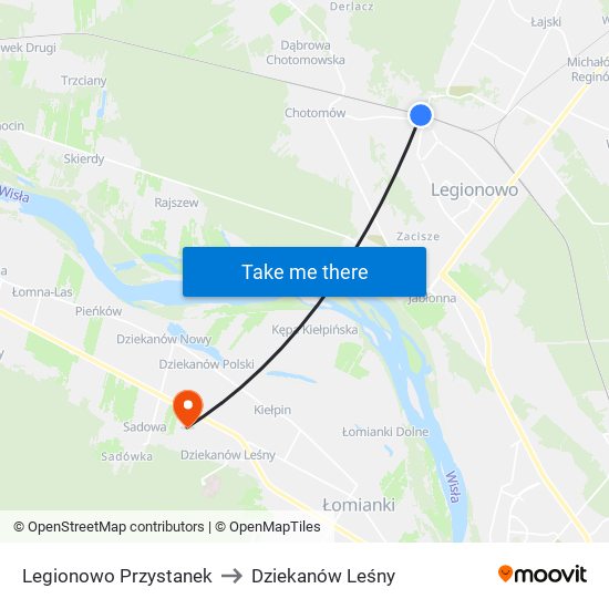 Legionowo Przystanek to Dziekanów Leśny map