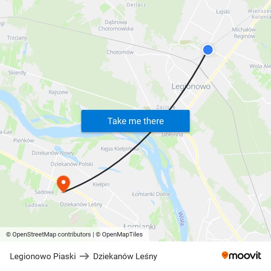 Legionowo Piaski to Dziekanów Leśny map