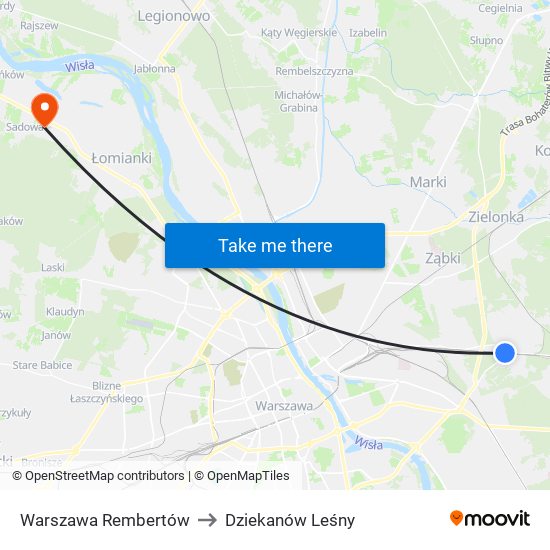 Warszawa Rembertów to Dziekanów Leśny map