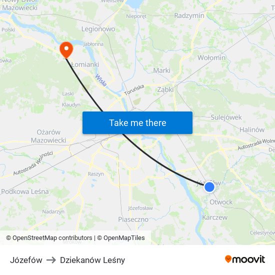 Józefów to Dziekanów Leśny map