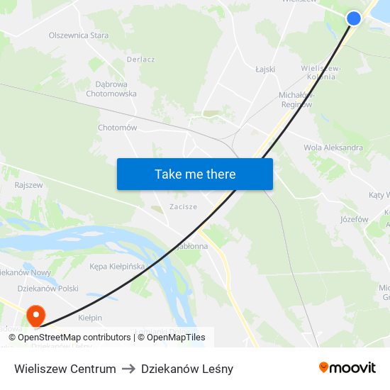 Wieliszew Centrum to Dziekanów Leśny map