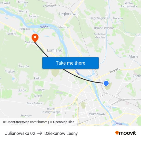 Julianowska to Dziekanów Leśny map