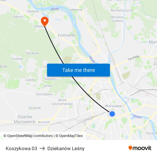 Koszykowa 03 to Dziekanów Leśny map