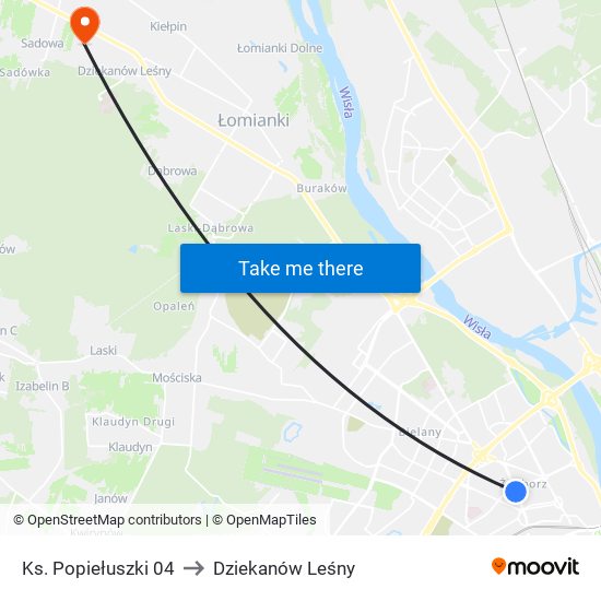 Ks. Popiełuszki 04 to Dziekanów Leśny map