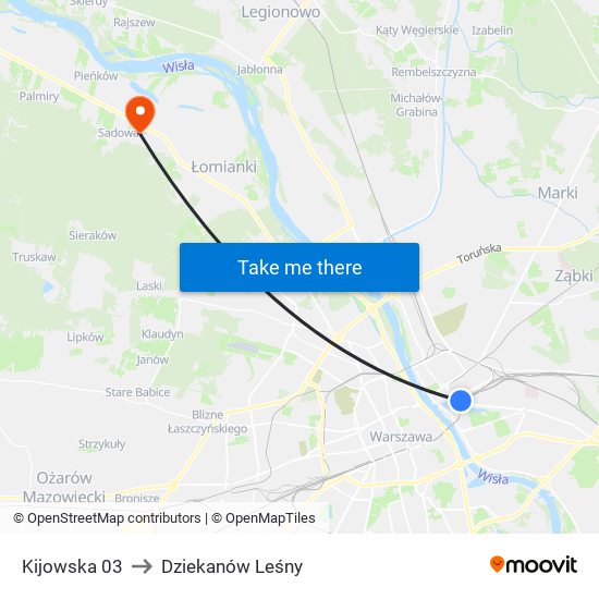 Kijowska 03 to Dziekanów Leśny map