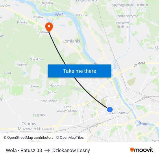 Wola - Ratusz 03 to Dziekanów Leśny map