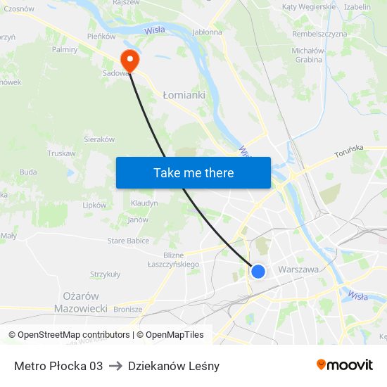 Metro Płocka 03 to Dziekanów Leśny map