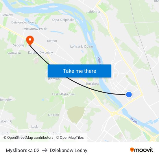 Myśliborska 02 to Dziekanów Leśny map