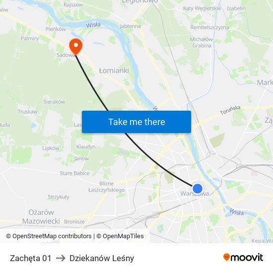 Zachęta to Dziekanów Leśny map