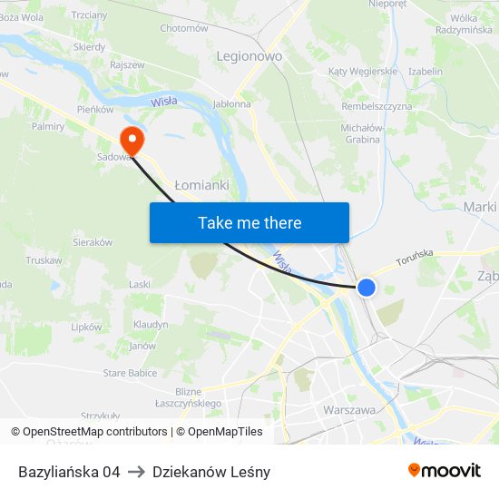 Bazyliańska 04 to Dziekanów Leśny map