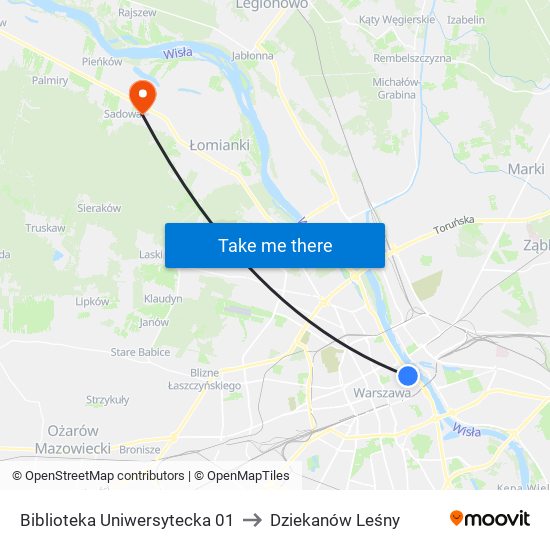 Biblioteka Uniwersytecka to Dziekanów Leśny map