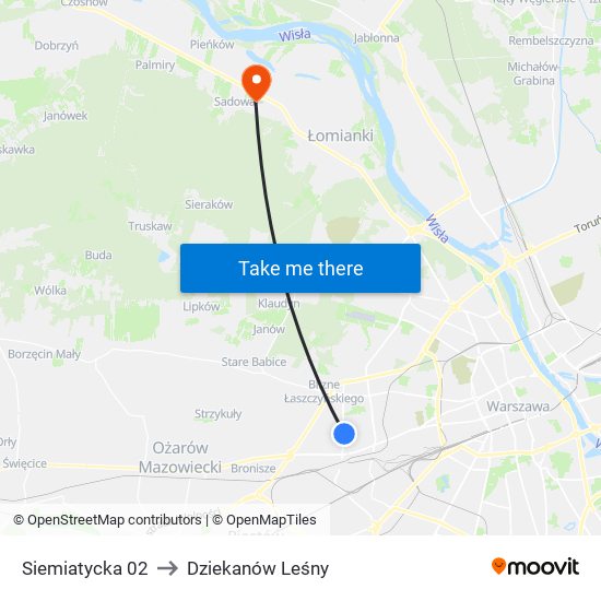 Siemiatycka to Dziekanów Leśny map