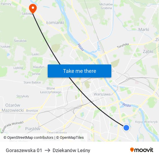 Goraszewska to Dziekanów Leśny map