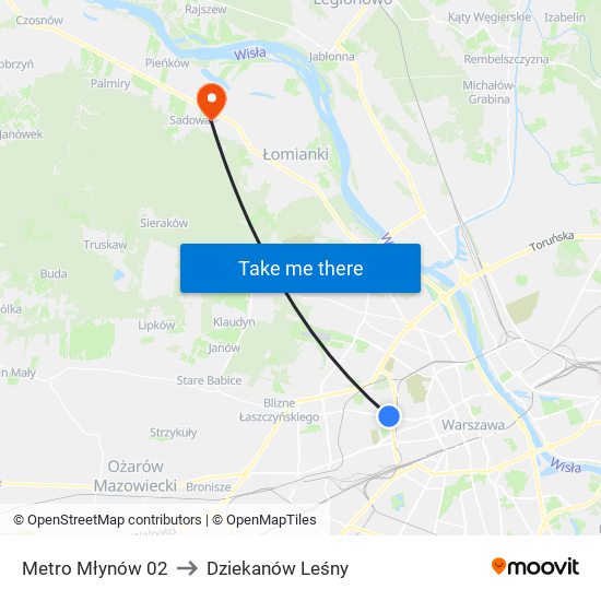 Metro Młynów 02 to Dziekanów Leśny map