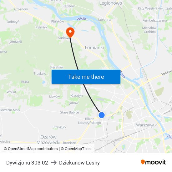 Dywizjonu 303 02 to Dziekanów Leśny map