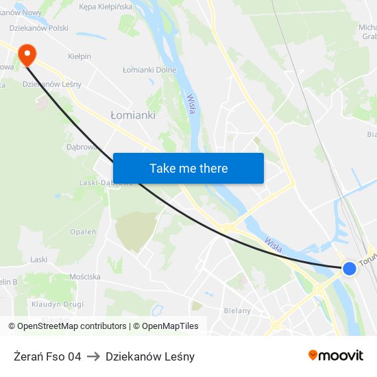 Żerań Fso 04 to Dziekanów Leśny map