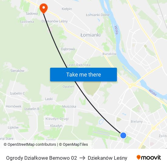 Ogrody Działkowe Bemowo 02 to Dziekanów Leśny map