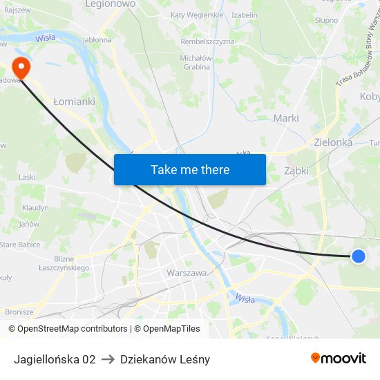 Jagiellońska 02 to Dziekanów Leśny map