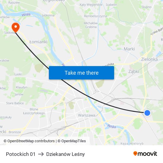 Potockich 01 to Dziekanów Leśny map