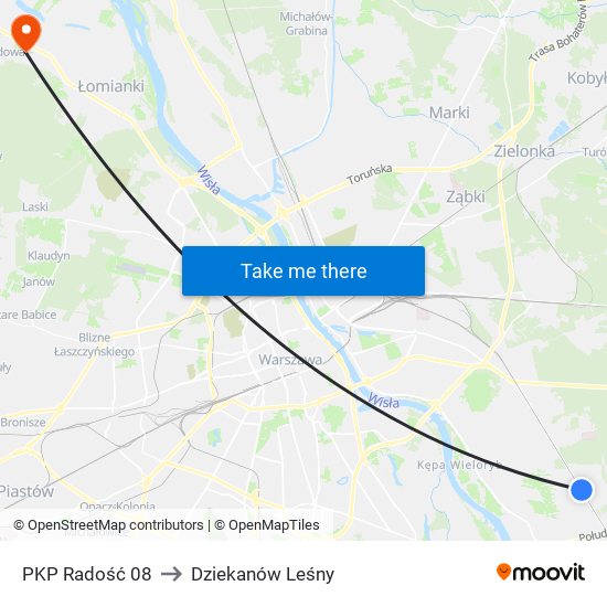 PKP Radość to Dziekanów Leśny map