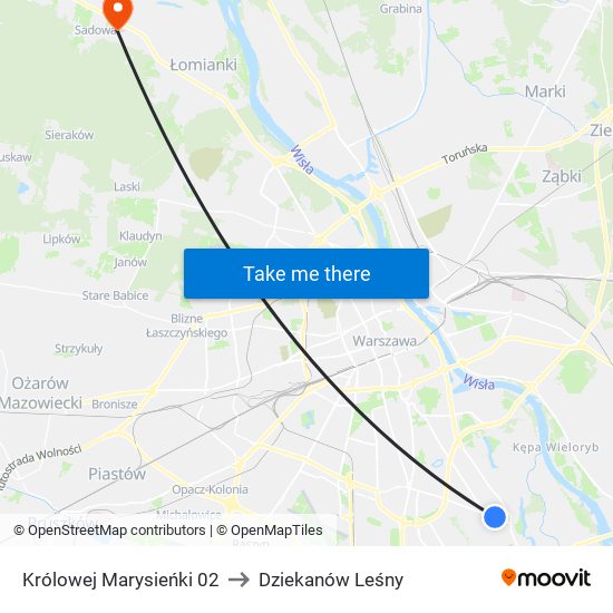 Królowej Marysieńki 02 to Dziekanów Leśny map