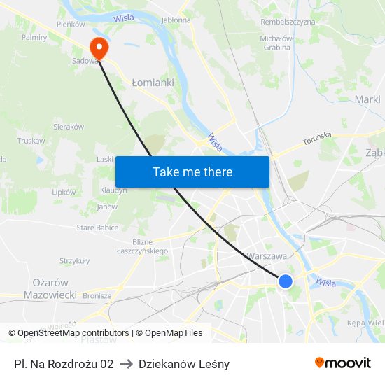 Pl. Na Rozdrożu 02 to Dziekanów Leśny map