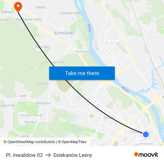 Pl. Inwalidów 02 to Dziekanów Leśny map