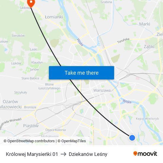 Królowej Marysieńki 01 to Dziekanów Leśny map