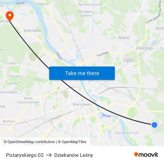 Pożaryskiego to Dziekanów Leśny map