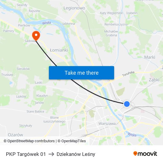 PKP Targówek 01 to Dziekanów Leśny map