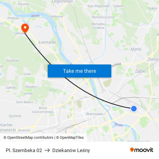 Pl. Szembeka 02 to Dziekanów Leśny map