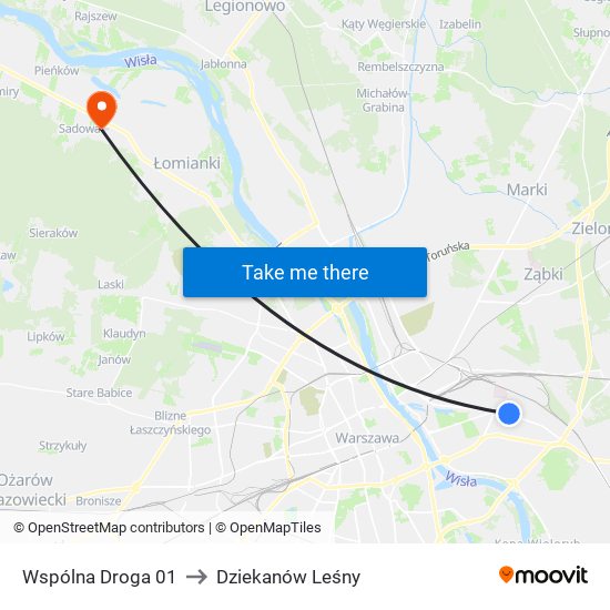 Wspólna Droga to Dziekanów Leśny map