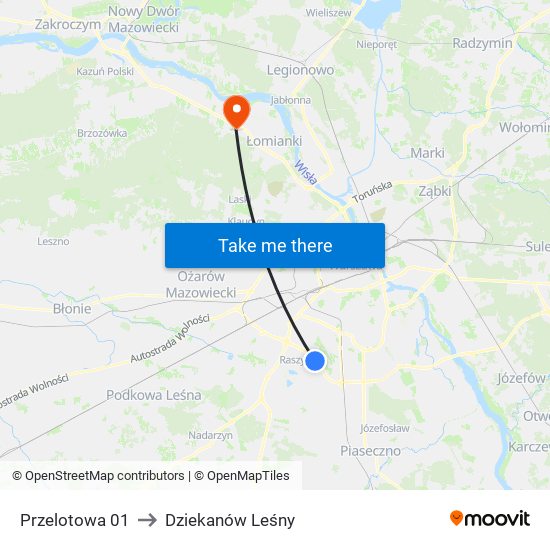 Przelotowa 01 to Dziekanów Leśny map