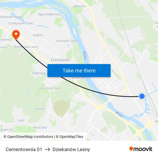 Cementownia 01 to Dziekanów Leśny map