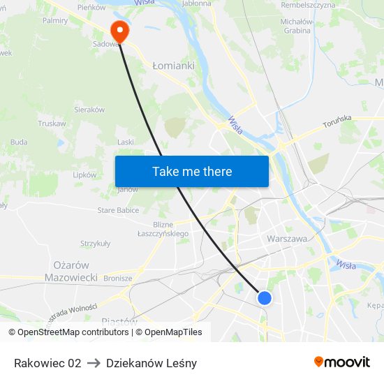 Rakowiec 02 to Dziekanów Leśny map