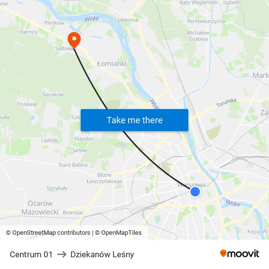 Centrum 01 to Dziekanów Leśny map