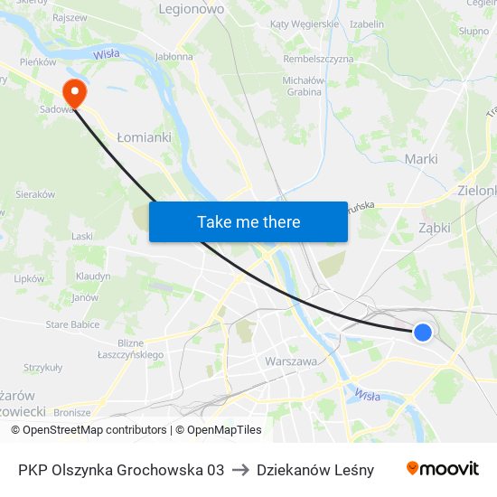 PKP Olszynka Grochowska 03 to Dziekanów Leśny map