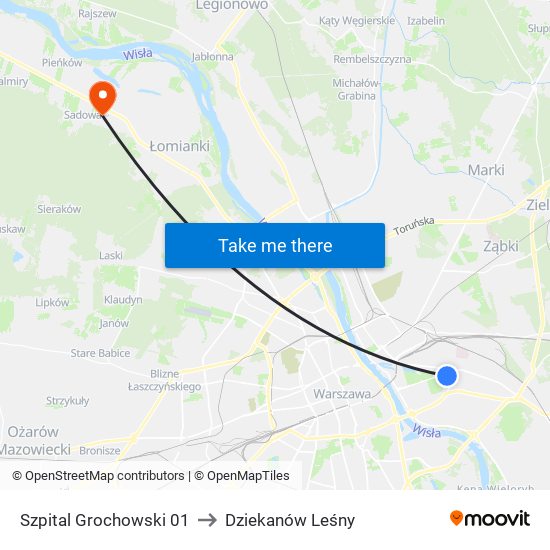 Szpital Grochowski 01 to Dziekanów Leśny map