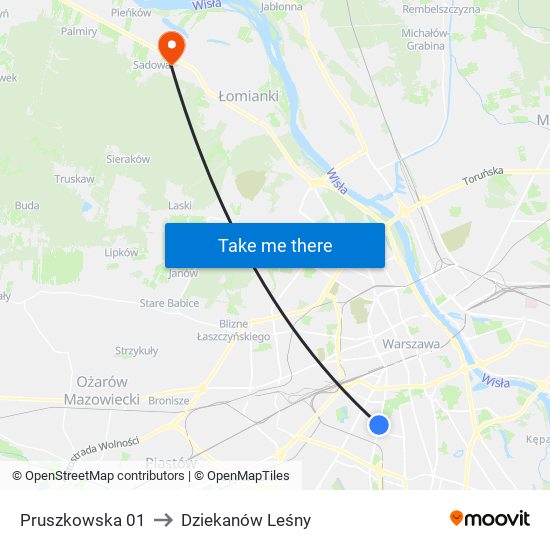 Pruszkowska to Dziekanów Leśny map