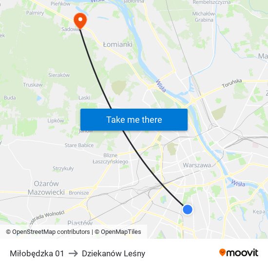 Miłobędzka 01 to Dziekanów Leśny map