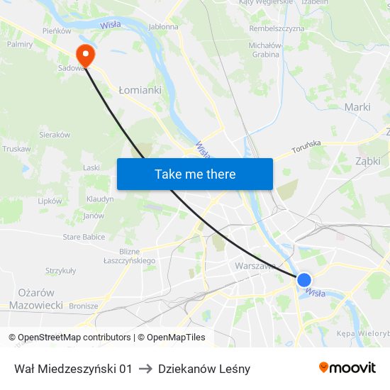 Wał Miedzeszyński 01 to Dziekanów Leśny map