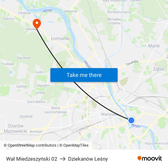 Wał Miedzeszyński to Dziekanów Leśny map