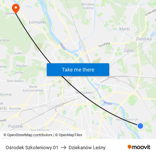 Ośrodek Szkoleniowy 01 to Dziekanów Leśny map