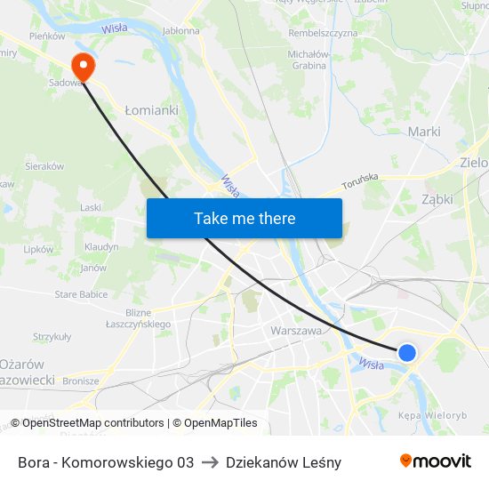 Bora - Komorowskiego 03 to Dziekanów Leśny map