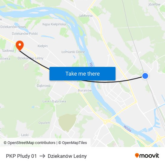 PKP Płudy 01 to Dziekanów Leśny map