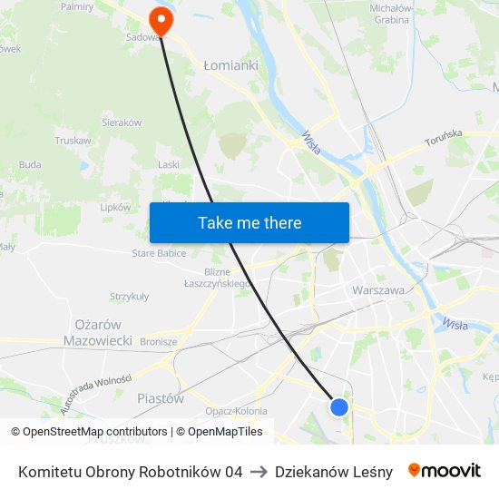 Komitetu Obrony Robotników 04 to Dziekanów Leśny map