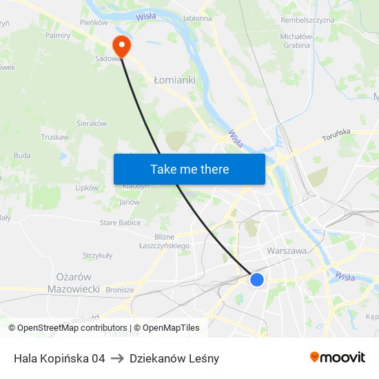 Hala Kopińska 04 to Dziekanów Leśny map