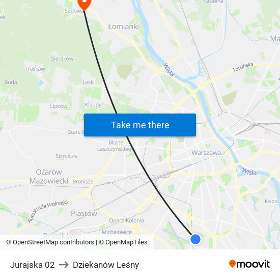 Jurajska to Dziekanów Leśny map