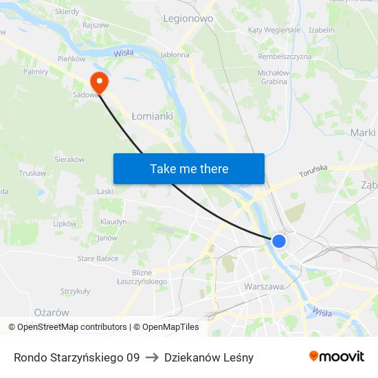 Rondo Starzyńskiego 09 to Dziekanów Leśny map