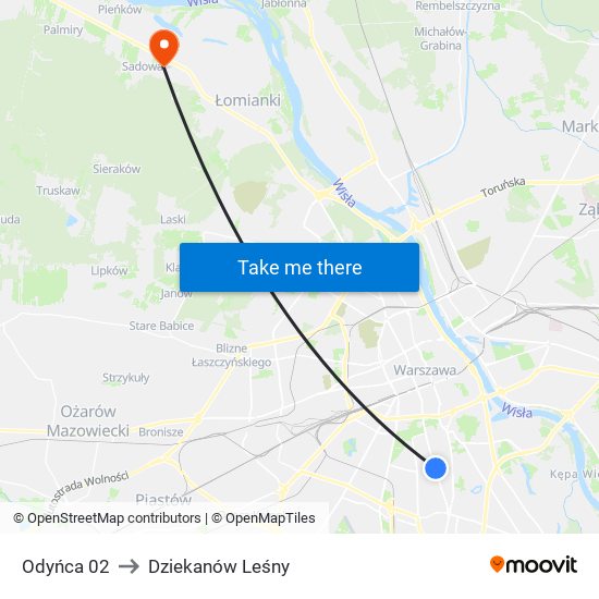 Odyńca 02 to Dziekanów Leśny map